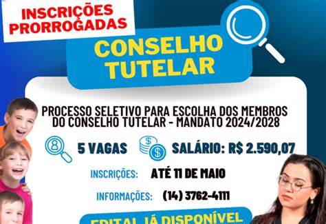 Notícia Conselho Tutelar Inscrições prorrogadas Prefeitura