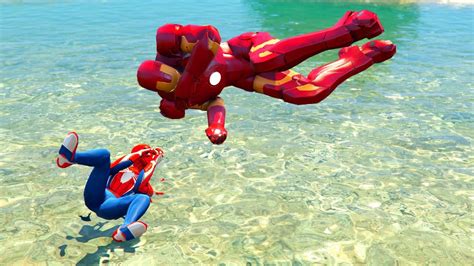 Gta Spiderman Vs Iron Man Water Ragdolls Fails Jumps Ep