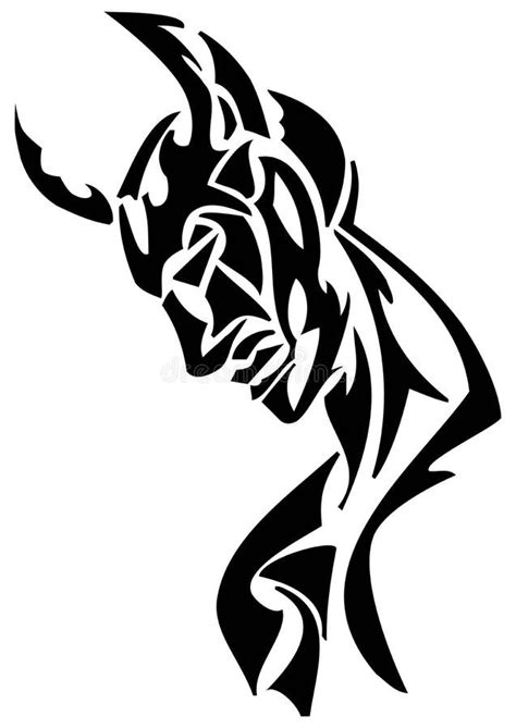 Stylized Devil Tattoo In White And Black Isolated Stock Illustration