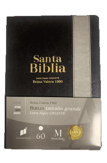 Biblia Rvr Letra S Per Gigante Piel Negro Gris Walmart