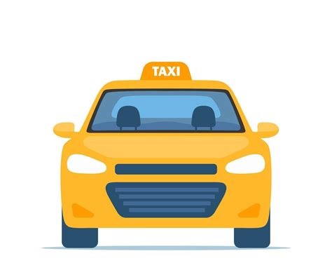 Yellow Taxi Car, front view. Vector illustration in flat style ...