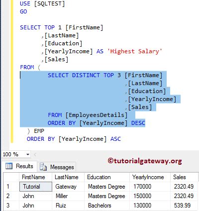 Sql Query To Find Nth Highest Salary