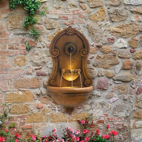 Alpine Wall Tiering Fountain W Led Lights Inch Tall Polyresin