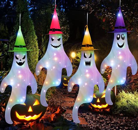 Amazon Tatuo 4 Pieces Halloween Windsocks Outdoor Hanging Ghost