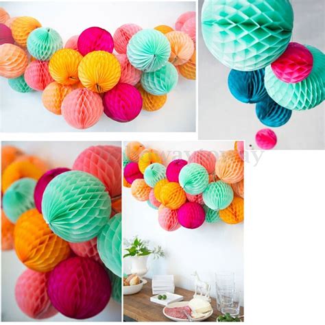 Tissue Paper Pom Poms Honeycomb Ball Lantern Wedding Party