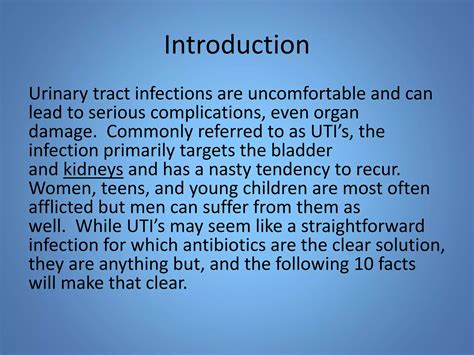 Shocking Facts About Urinary Tract Infections Ppt