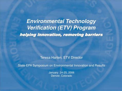 PPT Environmental Technology Verification ETV Program Helping