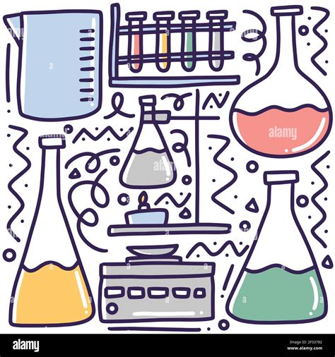 hand drawn lab equipment doodle set Stock Vector Image & Art - Alamy