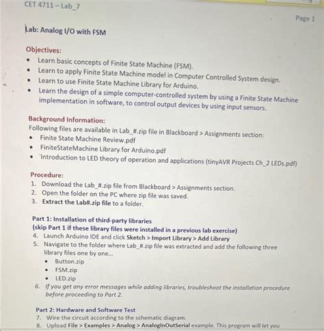 Solved Lab Analog I O With FSM Objectives Learn Basic Chegg