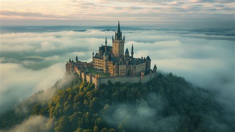 Wallpaper Hohenzollern Castle Germany Europe Fog K Architecture