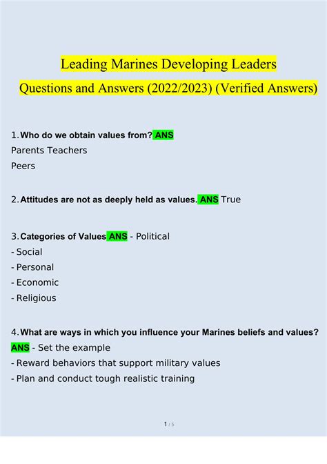 Leading Marines Developing Leaders Questions And Answers 2022 2023