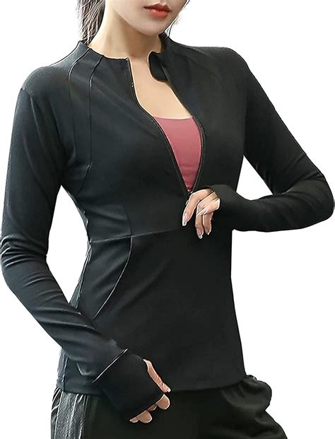 Women S 1 2 Zip Long Sleeve Workout Yoga Jacket Sports Shirt With