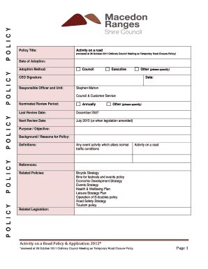 Fillable Online Macedon Ranges Shire Council Activity On A Road