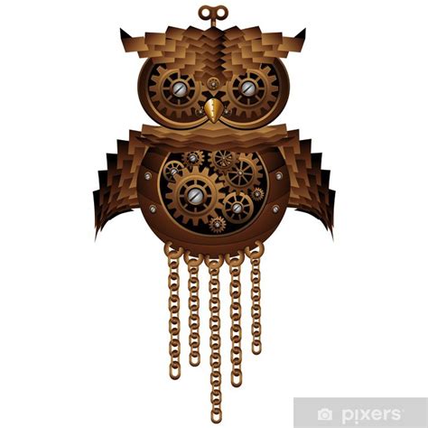 Carta Da Parati Steampunk Owl Style Mechanical Toy Gufo Meccanico