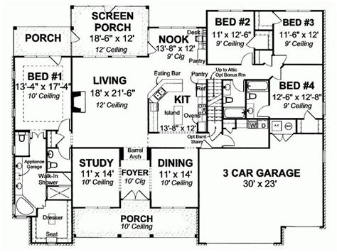 Unique One Story 4 Bedroom House Floor Plans - New Home Plans Design