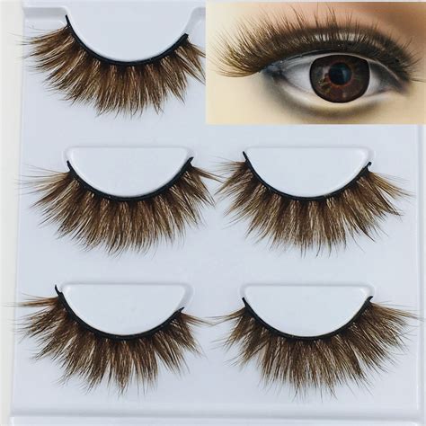 New 3d Mink Color False Eyelashes Brown Cross Long Natural Fake Eyelashes Stage Show Makeup