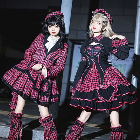 ロリータファッション通販 Seasonz コンカフェ 衣装 アイドル衣装 レッグスリーブ レザーベルト パンクファッション グリッド チェック柄 イベント衣装 ロマンティック ゆめかわ