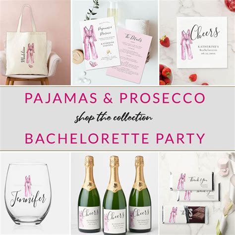 Pajamas Prosecco Bachelorette Party Itinerary Invitation Zazzle Nel