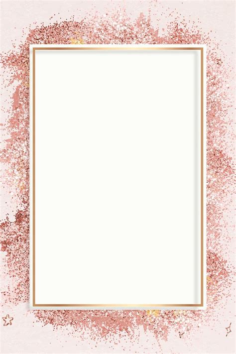 Rose Gold Glitter Frame Vector Pink Festive Background