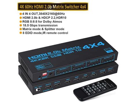 Hdmi Matrix Switch 4x4aubeamto 4k Hdmi Matrix Switcher Splitter 4 In 4