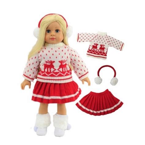 18 Inch Doll Clothing Red Reindeer Skirt Set 1 Frys Food Stores