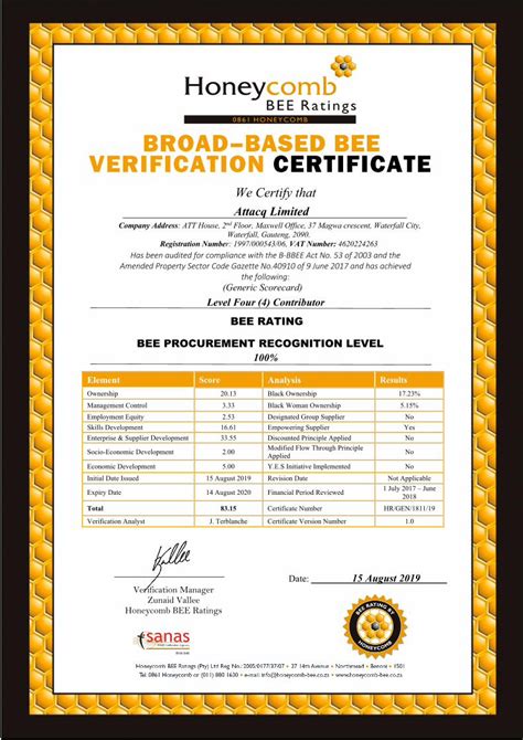 Pdf Broadbased Bee Verification Certificate Bbbee Certificate Pdf