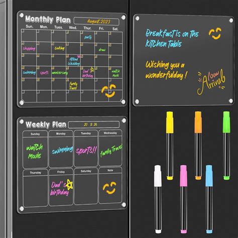 Amazon DIYMAG 3Pcs Acrylic Magnetic Dry Erase Calendar For Fridge