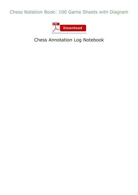 Download Free ⚡pdf⚡ Chess Notation Book 100 Game Sheets With Diagram