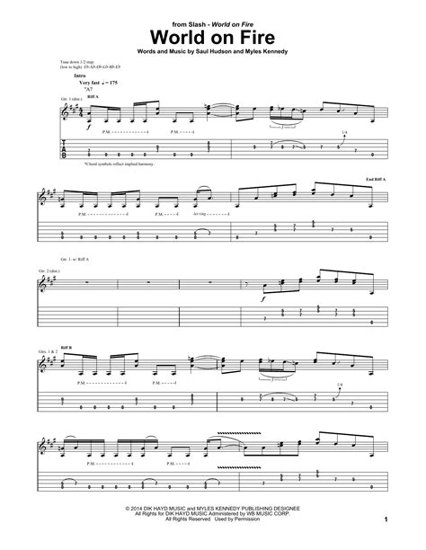 Slash World On Fire Sheet Music Notes Chords