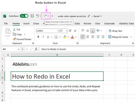 How To Undo Redo And Repeat Last Action In Excel