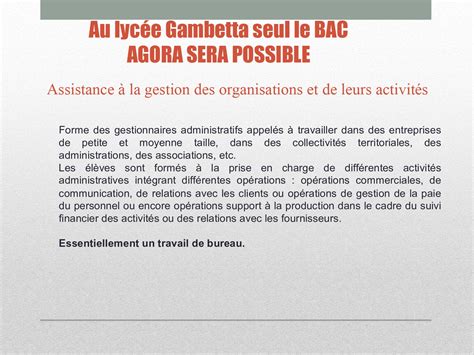 Assistance La Gestion Des Organisations Et De Leurs Activit S Lyc E