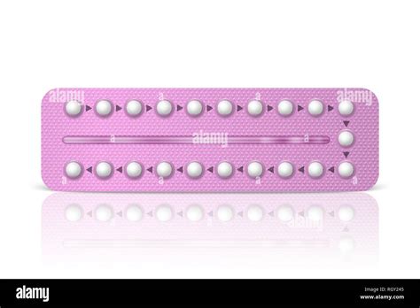 Vector Realistic Packaging Of Birth Control Pills In Blister Closeup