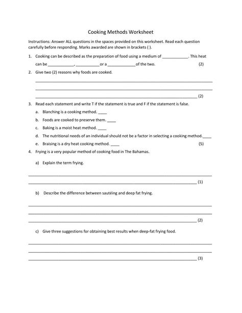 Cooking Methods Worksheet Online Exercise For Live Worksheets