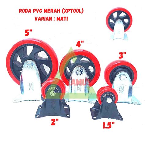 Jual Roda Troli Trolley Pvc Merah Inci Tipe Hidup Mati Rem