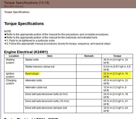 2015 Honda Accord Spark Plug Torque - Honda Accord Forum - Honda Accord Enthusiast Forums