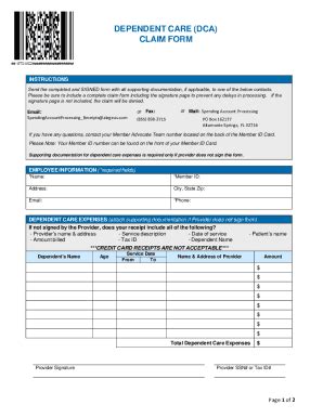 Fillable Online Dca Claim Submission Instructions Fax Email Print