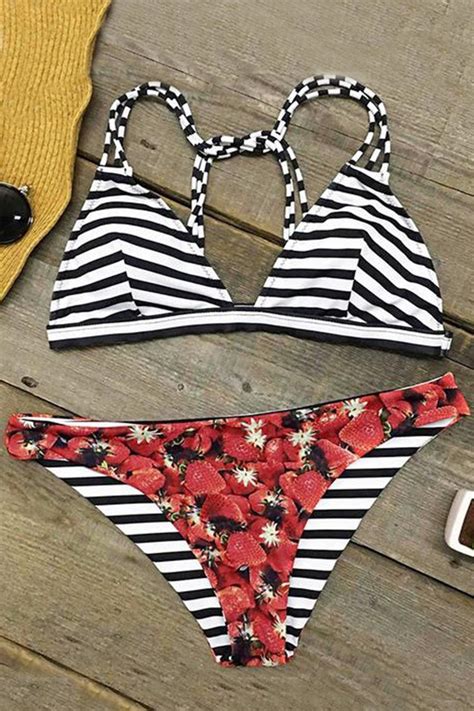 Sweet Strawberry Print Bikini Set