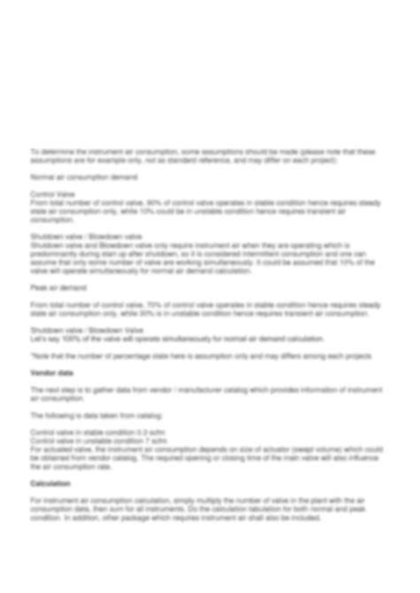 Solution Instrument Air Consumption Calculation Studypool