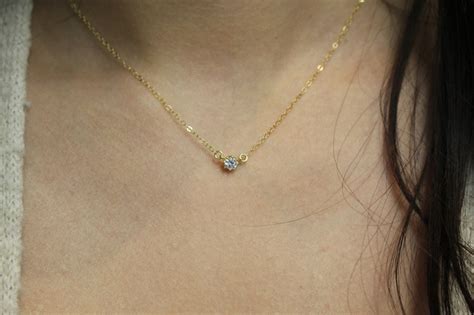 Floating CZ Diamond Necklace Gold Filled Chain Cubic Zirconia Etsy Canada