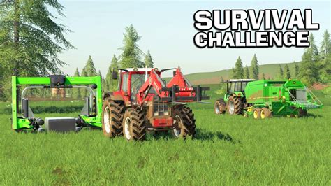 BALING AND WRAPPING GRASS Survival Challenge No Mans Land FS19 Ep 29