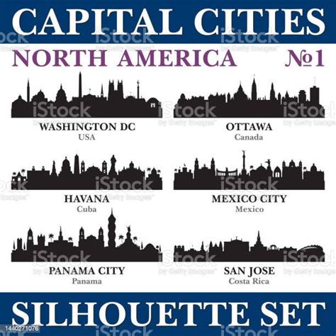 Capital Cities Skyline Set North America Part 1 Stock Illustration - Download Image Now ...