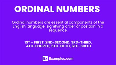 Ordinal Numbers Examples Definition Difference