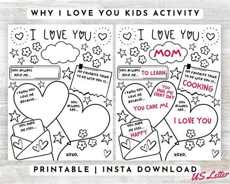 Why I Love You Printable Activity For Kids Valentines Day T From