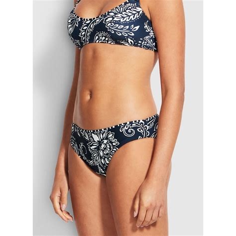 Seafolly Folklore Bustier Bra Bikini With Reversible Hipster Pant True