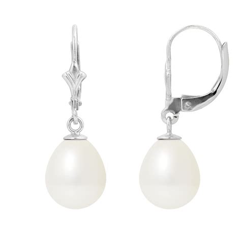 Boucles D Oreilles Perles De Culture Blanches Et Or Blanc Blue