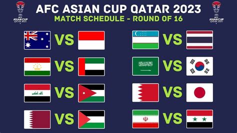 Match Schedule Afc Asian Cup Qatar 2023 Round Of 16 Footworld 2 0 Youtube