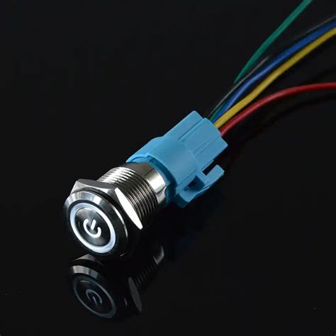 16mm 9 24v 12v 110v 220v Waterproof Metal Push Button Switch With Led Light Power Signal