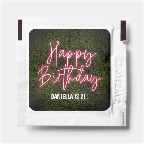 Happy Birthday Party Pink Neon Hand Sanitizer Packet Zazzle