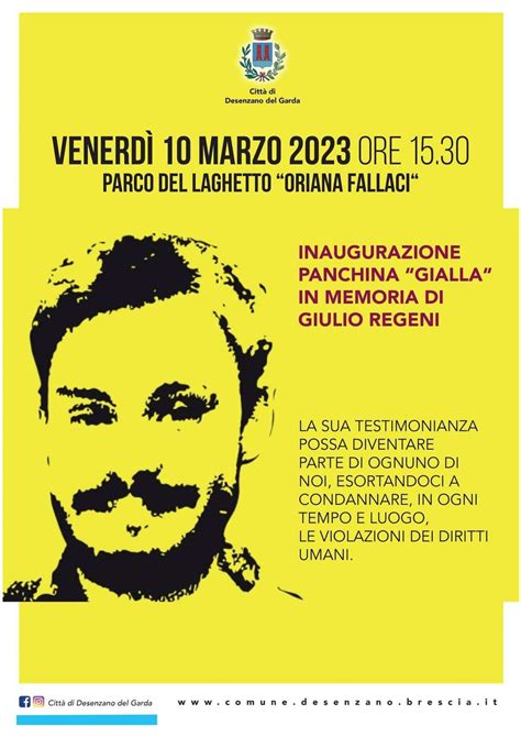 Inaugurazione Della Panchina Gialla In Memoria Di Giulio Regeni