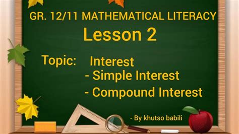 Grade Mathematical Literacy Simple Interest And Compound Interest